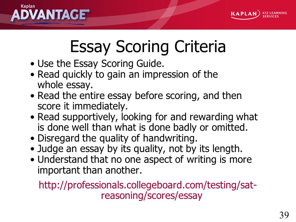 Criteria for essay writing